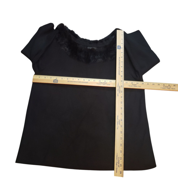 Vintage Lane Bryant Sweater 14/16 | Y2K Faux Fur Collar, Black Knit, Plus Size - Picture 4 of 6